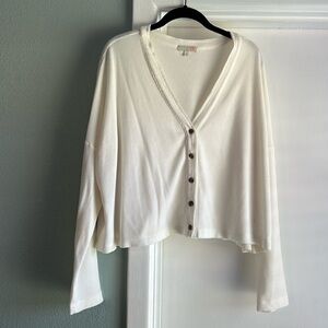 GB waffle knit cream long sleeve top